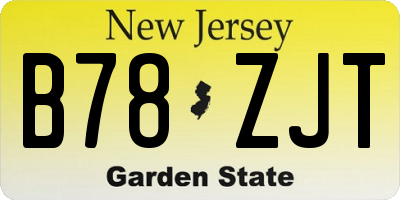NJ license plate B78ZJT