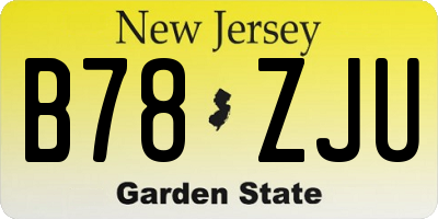NJ license plate B78ZJU