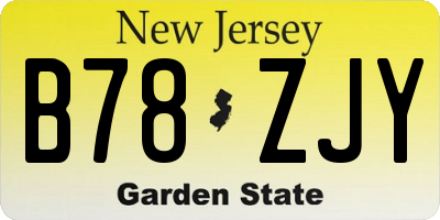 NJ license plate B78ZJY