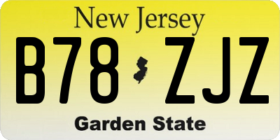 NJ license plate B78ZJZ