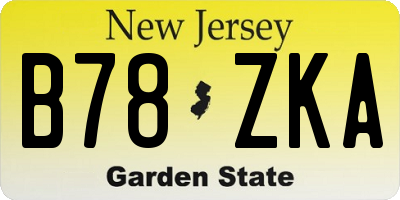 NJ license plate B78ZKA