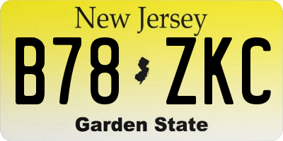 NJ license plate B78ZKC