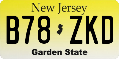 NJ license plate B78ZKD