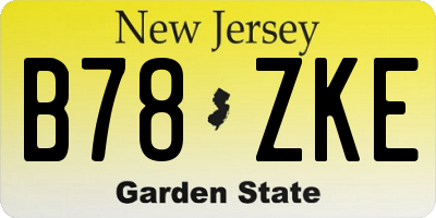NJ license plate B78ZKE