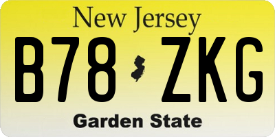 NJ license plate B78ZKG