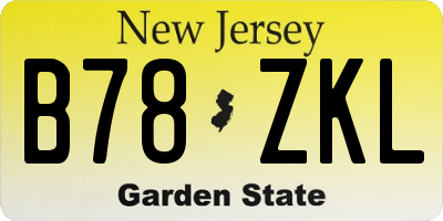 NJ license plate B78ZKL