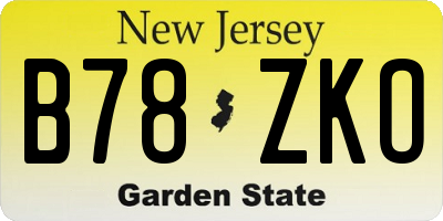 NJ license plate B78ZKO
