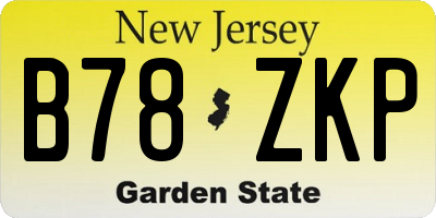 NJ license plate B78ZKP