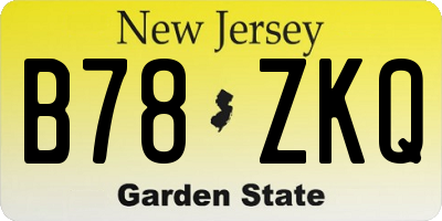NJ license plate B78ZKQ