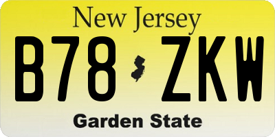 NJ license plate B78ZKW