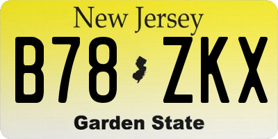 NJ license plate B78ZKX
