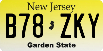 NJ license plate B78ZKY