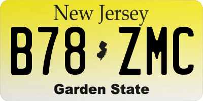 NJ license plate B78ZMC