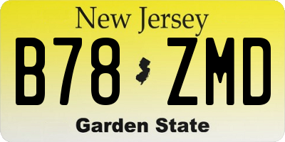 NJ license plate B78ZMD