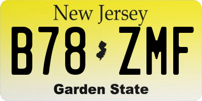 NJ license plate B78ZMF