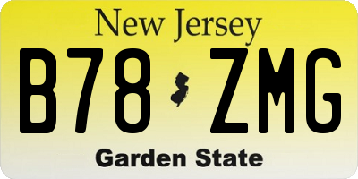 NJ license plate B78ZMG