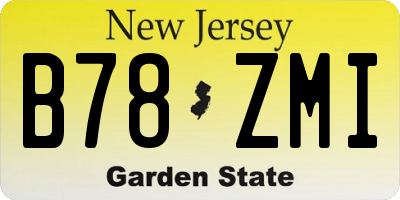 NJ license plate B78ZMI