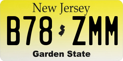 NJ license plate B78ZMM