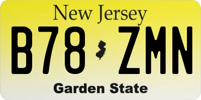 NJ license plate B78ZMN