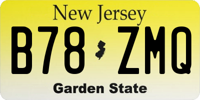 NJ license plate B78ZMQ