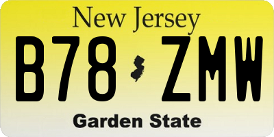 NJ license plate B78ZMW
