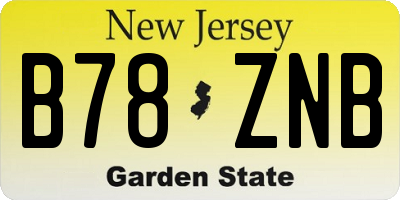 NJ license plate B78ZNB