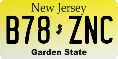 NJ license plate B78ZNC