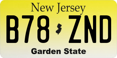 NJ license plate B78ZND