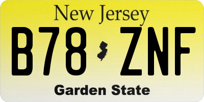 NJ license plate B78ZNF