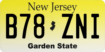NJ license plate B78ZNI