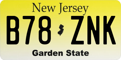 NJ license plate B78ZNK