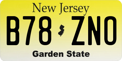 NJ license plate B78ZNO