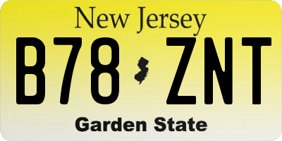 NJ license plate B78ZNT