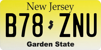 NJ license plate B78ZNU
