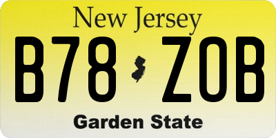 NJ license plate B78ZOB