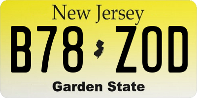 NJ license plate B78ZOD
