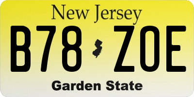NJ license plate B78ZOE