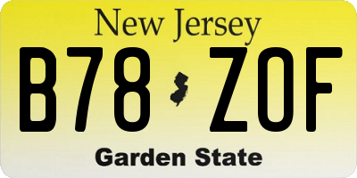 NJ license plate B78ZOF