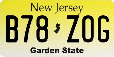NJ license plate B78ZOG