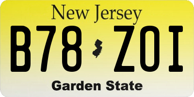 NJ license plate B78ZOI