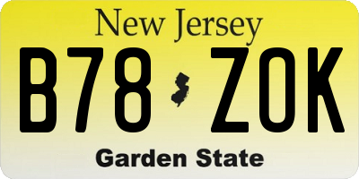 NJ license plate B78ZOK