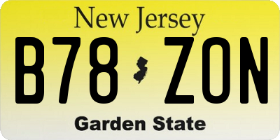 NJ license plate B78ZON