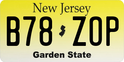 NJ license plate B78ZOP