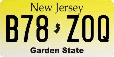 NJ license plate B78ZOQ