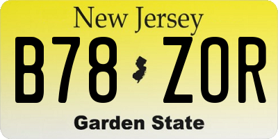 NJ license plate B78ZOR