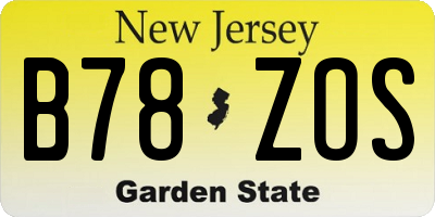 NJ license plate B78ZOS