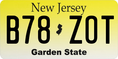 NJ license plate B78ZOT