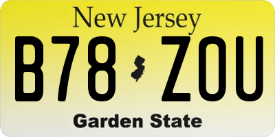 NJ license plate B78ZOU