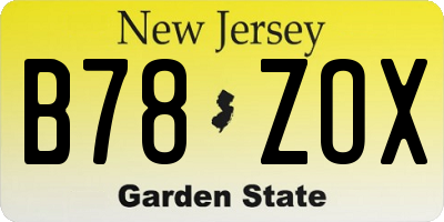 NJ license plate B78ZOX