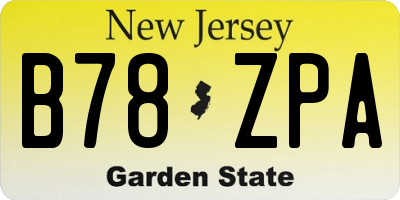 NJ license plate B78ZPA